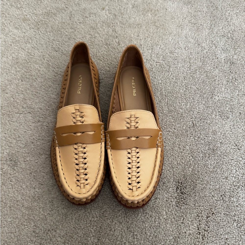 Anthropologie Pilcro Two tone braided leather loafers